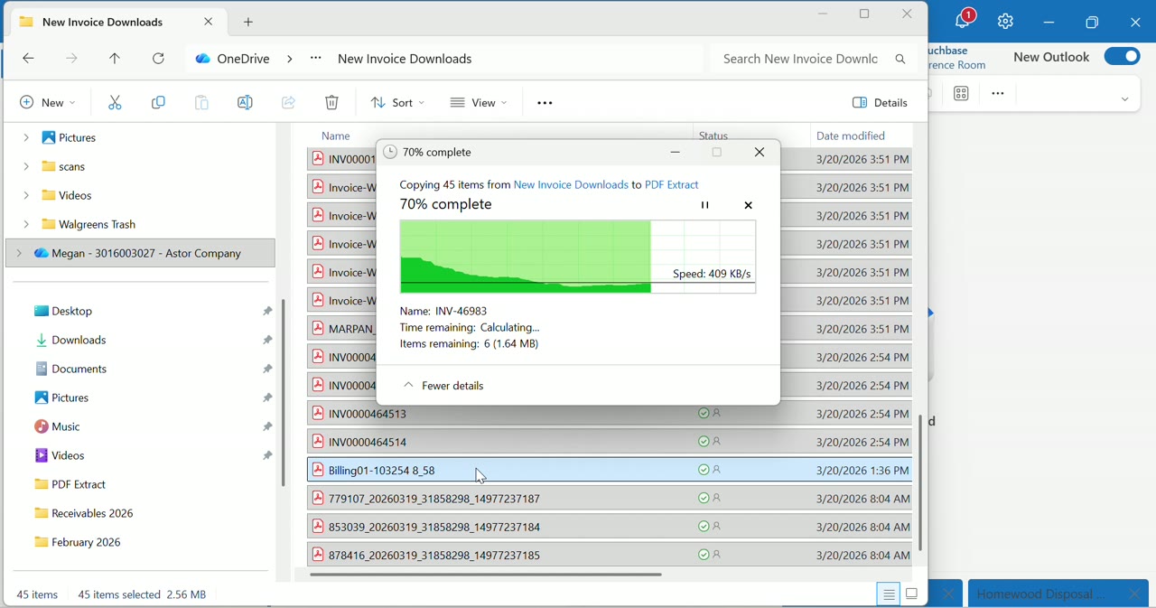 Copying 45 PDFs to PDF Extract folder