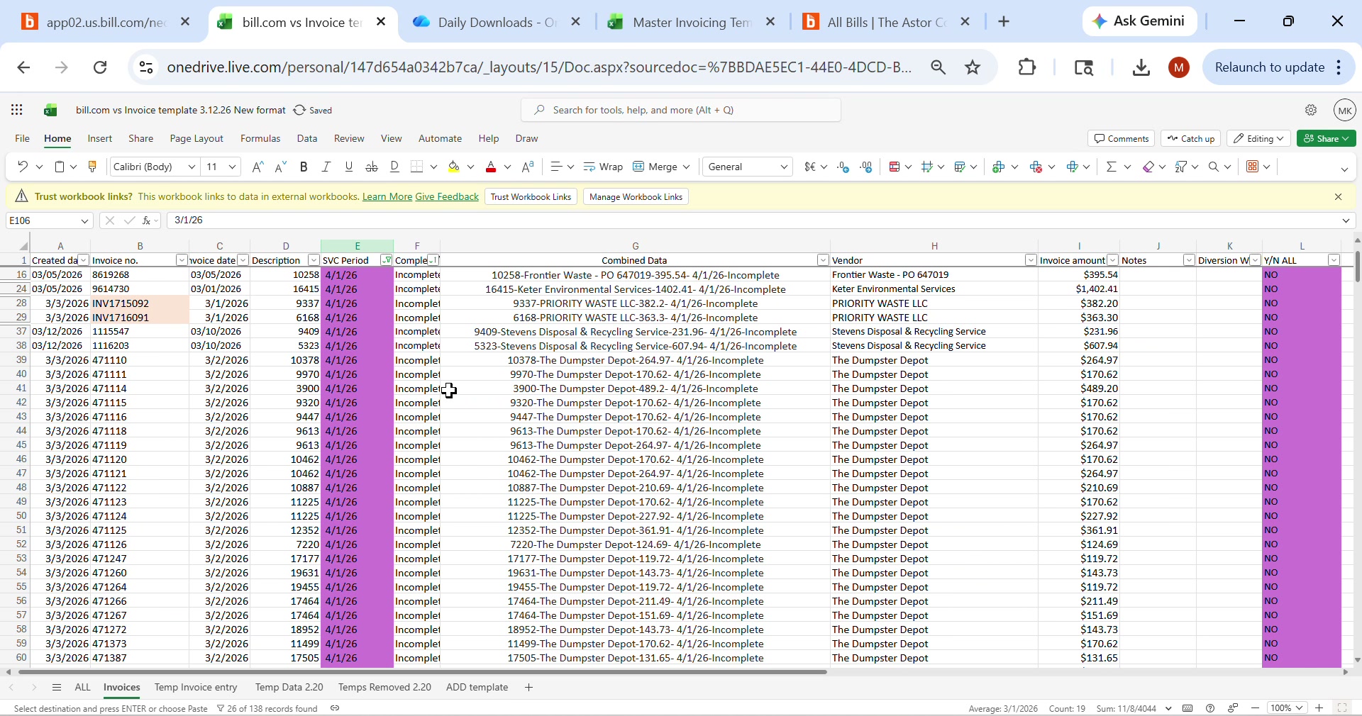 More WAG review rows